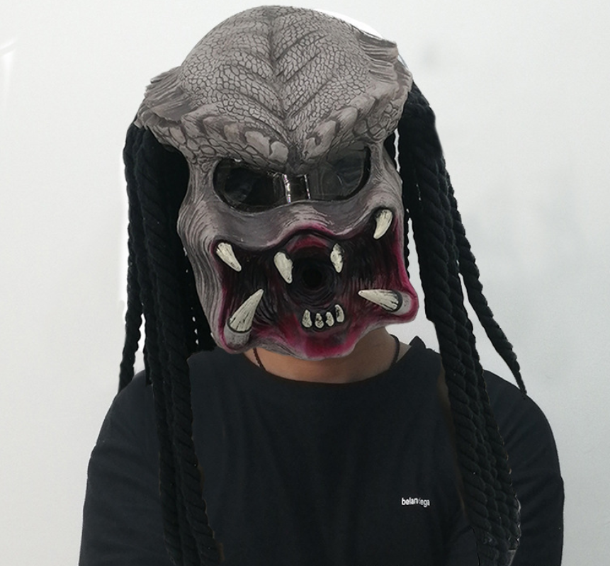 铁血战士头盔新款异形大战铁血战士面具头盔头套恐怖铁血战士cos派对