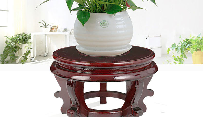 可狄花盆底座木头托架实木花瓶盆栽摆件奇石木托圆形鱼缸架底座木鱼盆