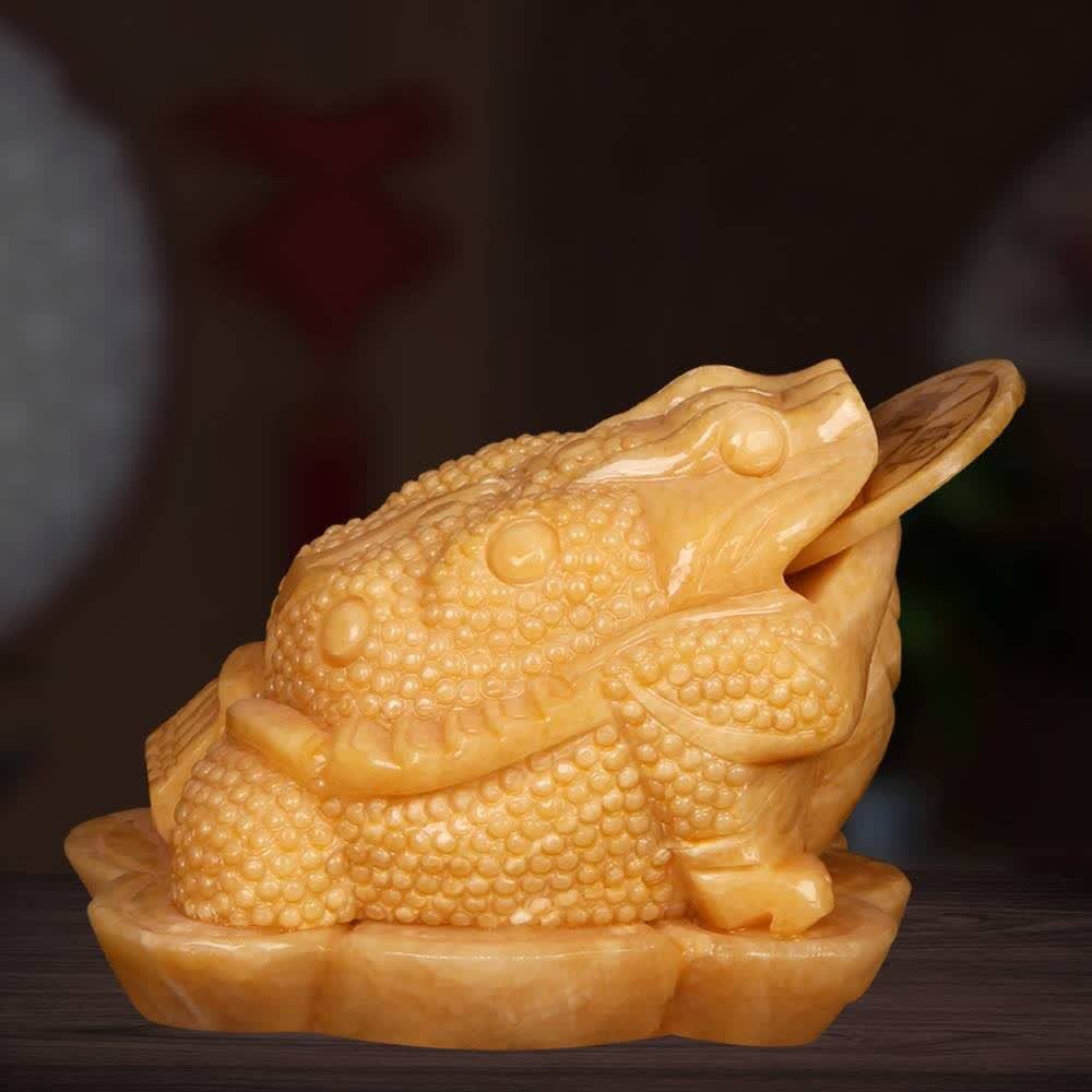 物方轩 轻奢天然玉石玉雕三足蟾蜍三脚金蝉装饰品公司店铺新店开业