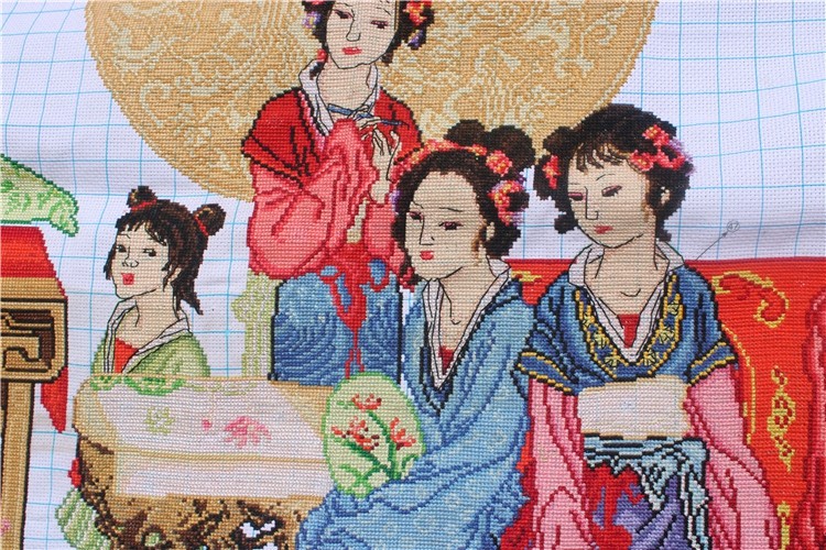 纯手工十字绣成品琴棋书画十二金钗红楼梦仕女图美女人物装饰挂画绣好