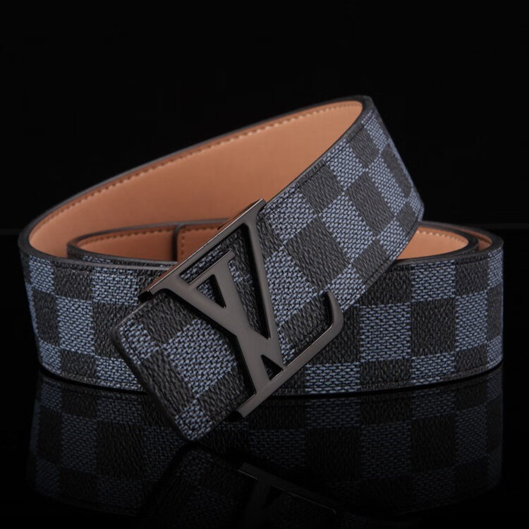 sznr轻奢品牌奢侈品皮带男平滑扣头层纯牛皮腰带商务休闲百搭棋盘格子