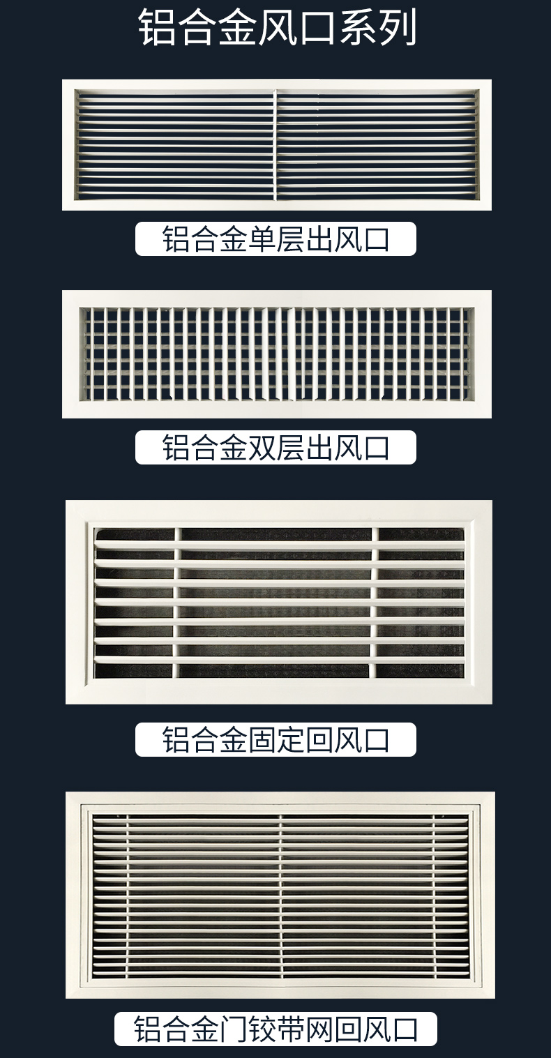 中央 调出风口格栅铝合金新风系统家用检修口回百叶窗通风口 (开孔)