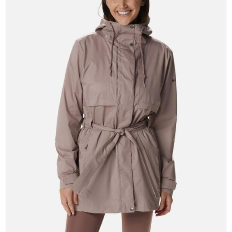columbia哥伦比亚女装风衣连帽可调节时尚防水中长款轻质舒适可拆卸