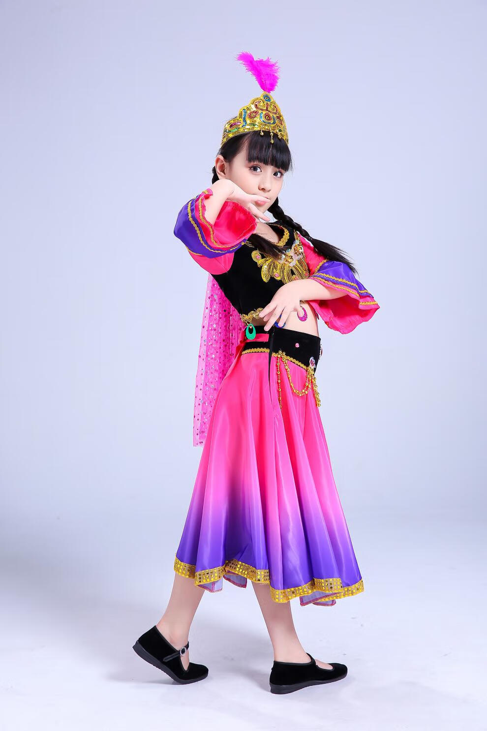 元旦回族舞蹈服装儿童新疆演出幼儿维吾儿族女童少数民族六一表演服春