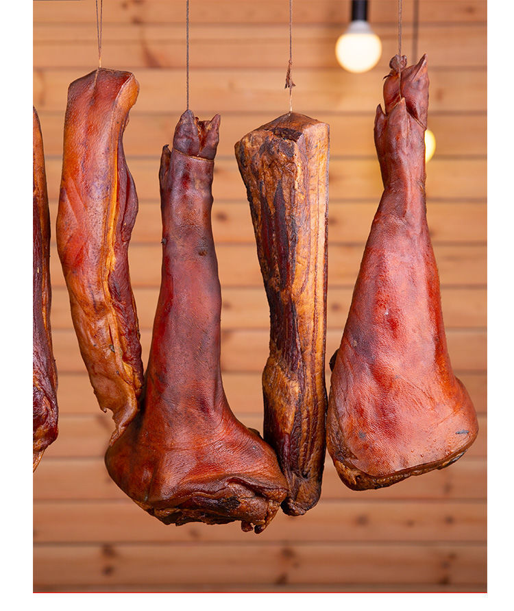 正宗恩施农家自制柴火烟熏腊肉腊猪蹄整只腊猪脚饭店批发湖北特产 9