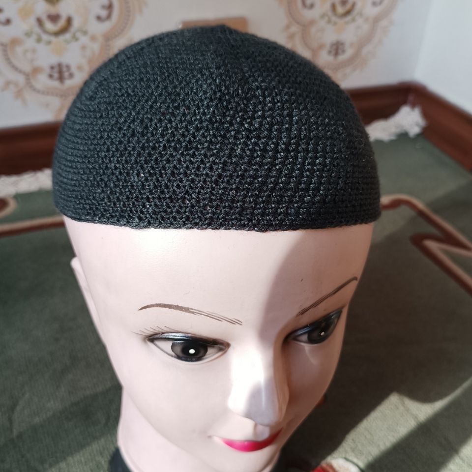 妸蕴瓜皮帽阿拉伯男士礼拜帽回民手工针织浅口瓜皮棉线帽子彩色钩织帽