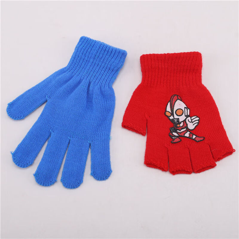 迪士尼disney男童奥特曼手套2儿童保暖二件套3秋冬4岁宝宝5针织6连指