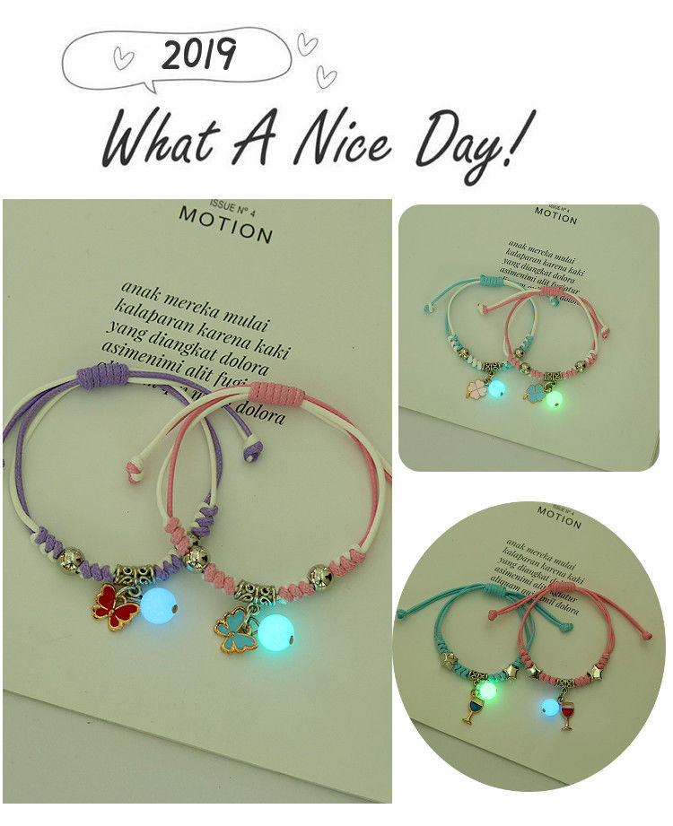 皓范儿儿童夜光手链女学生韩版闺蜜二人可爱简约发光手环一对友谊款