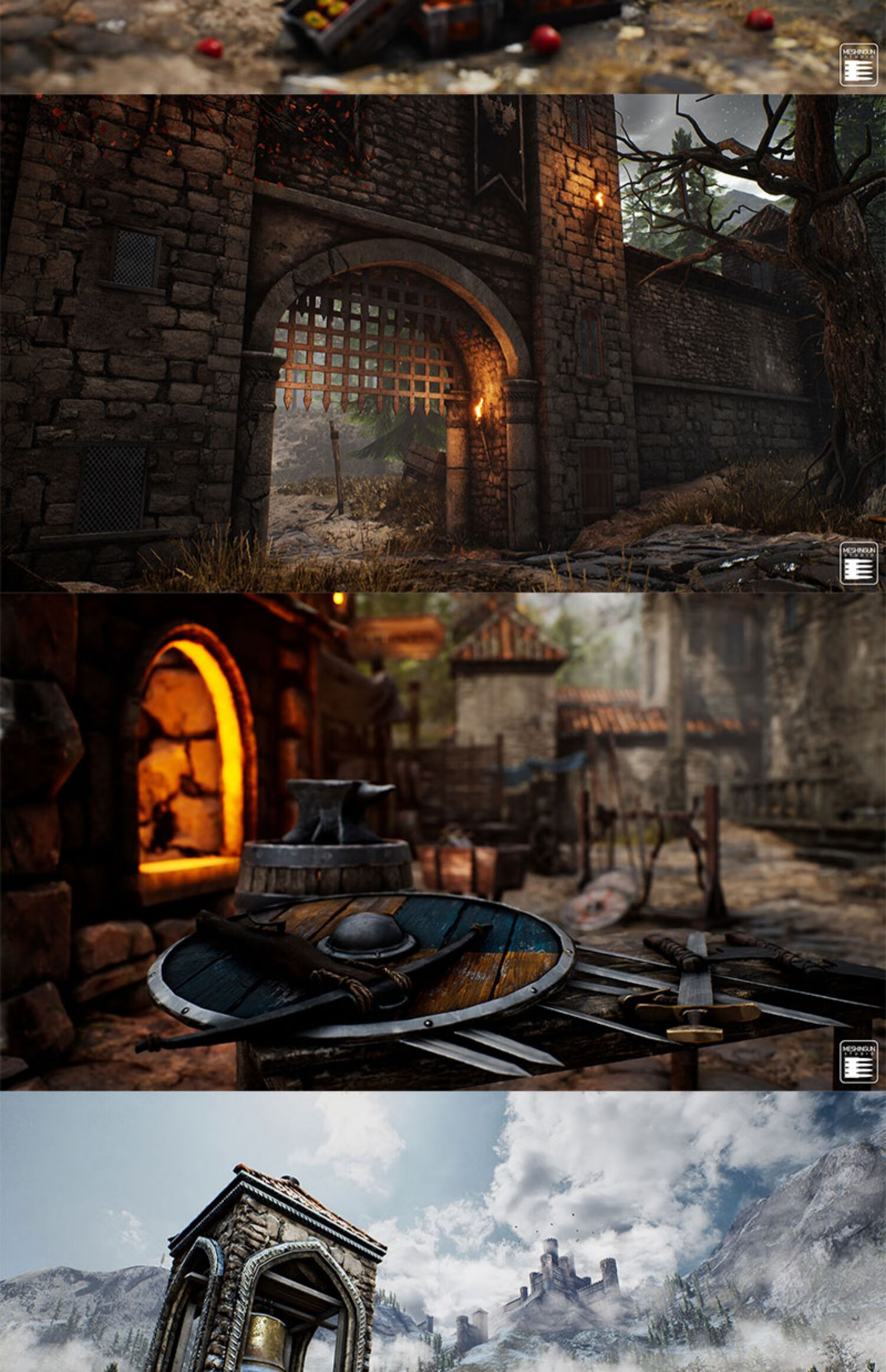 ue4场景古城堡欧洲房屋街道素材高质量虚幻4欧式城市街道3d模型【图片