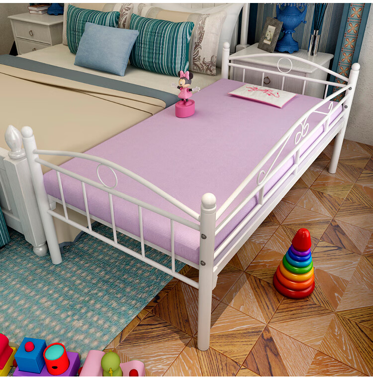 儿童单人小铁床拼接铁艺床宝宝边床带护栏加宽童床床小床男孩女孩婴儿