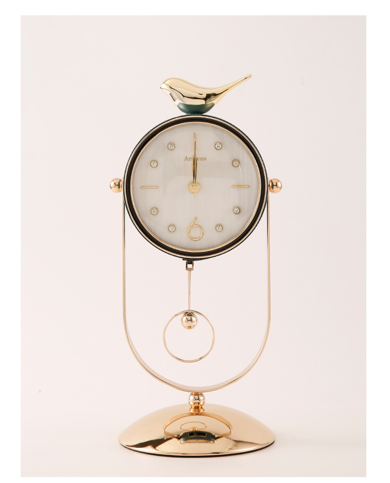 居小将 欧式复古钟表摆件简约现代轻奢客厅个性创意卧室台钟座钟家用