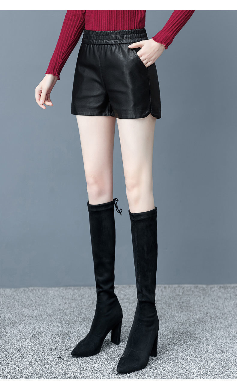 品质款冬季短裤女加绒短裤女秋冬a字阔腿裤子休闲显瘦宽松百搭松紧腰