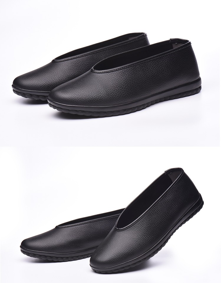 夏天老北京圆口皮鞋老北京布鞋男皮面真1皮老人鞋中老年一脚蹬老头鞋