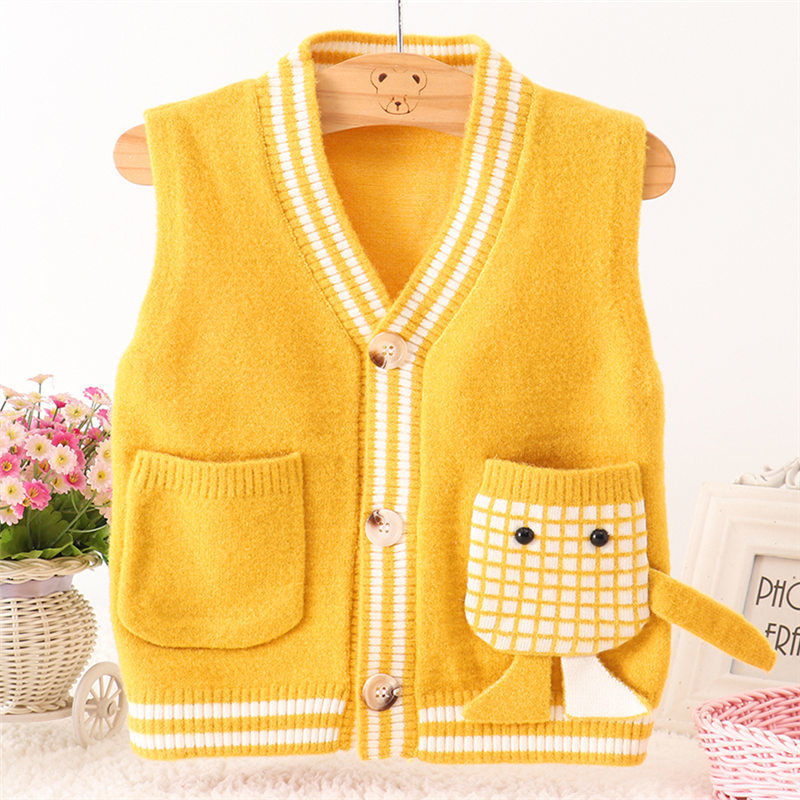 男童春秋款马甲婴儿针织毛线毛衣坎肩外穿洋气儿童宝宝开衫小背心w