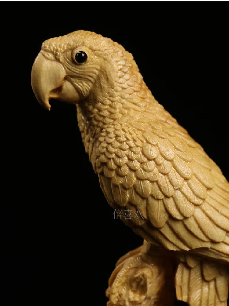 倍喜欢鹦鹉木雕摆件乐清小叶黄杨木雕实木居家办公饰品小动物工艺摆件