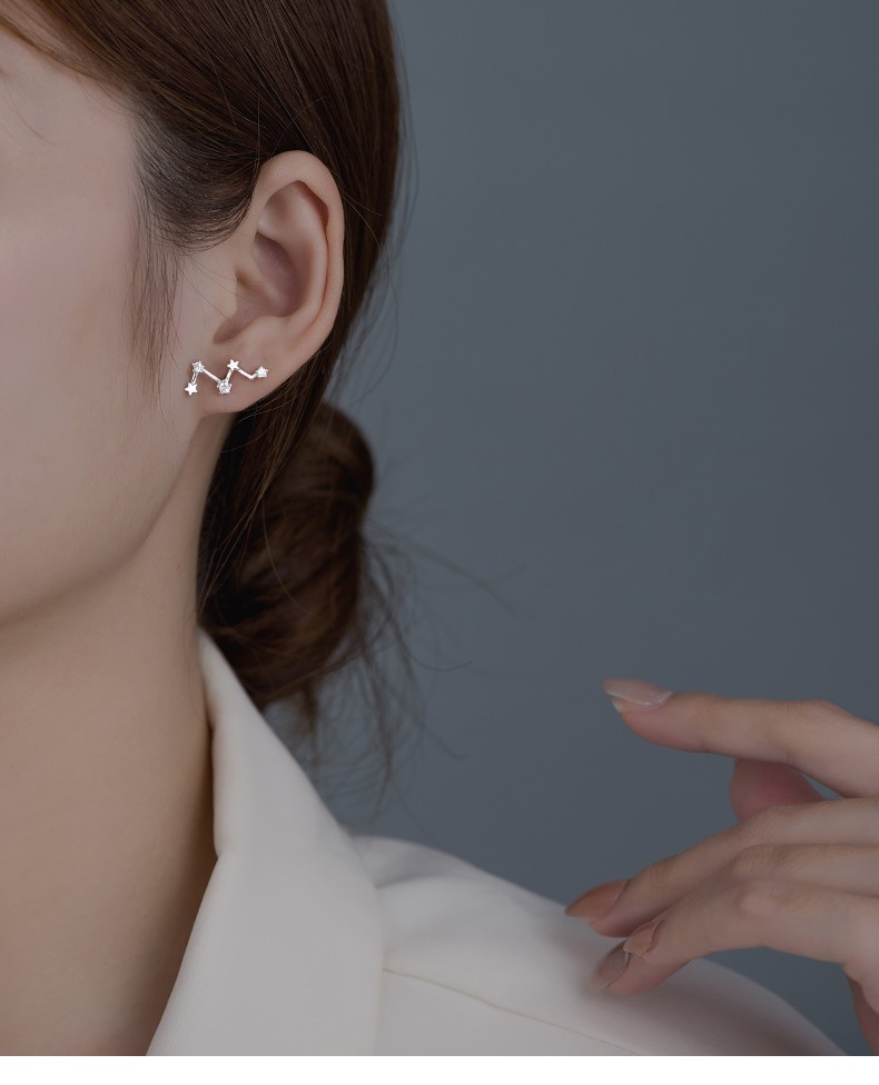 维之灿银星星耳钉女生气质百搭饰品小众耳环冷淡风设计