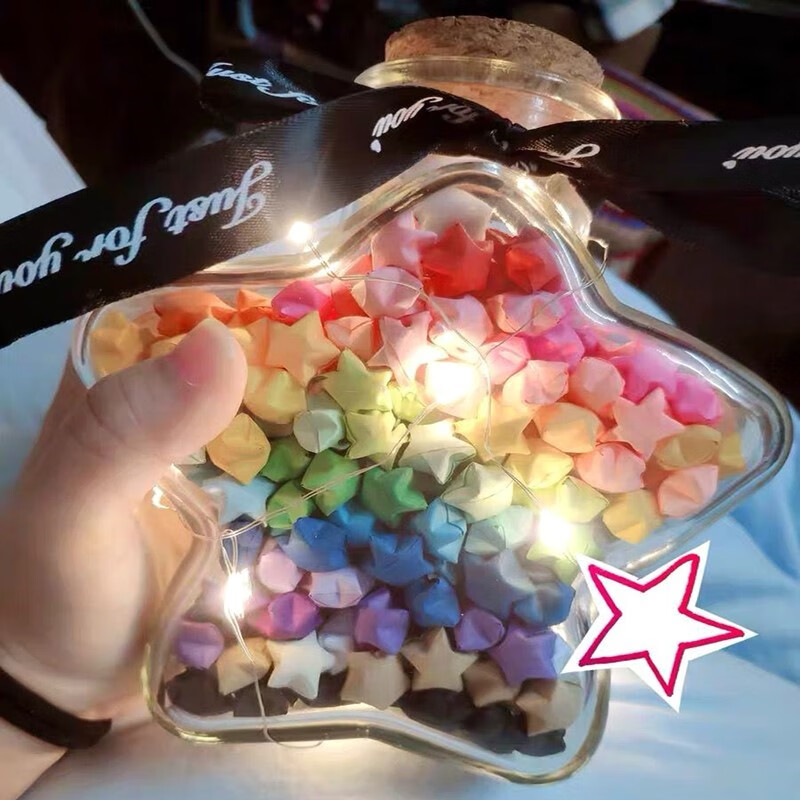 折星星的吸管夜光双色折纸星星管子幸运渐变荧光手工编织成品塑料拉管