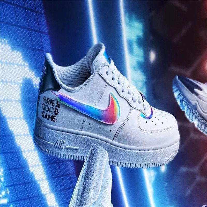 af1空军一号低帮电玩像素白镭射换勾联名react运动鞋男女低帮板鞋炫彩