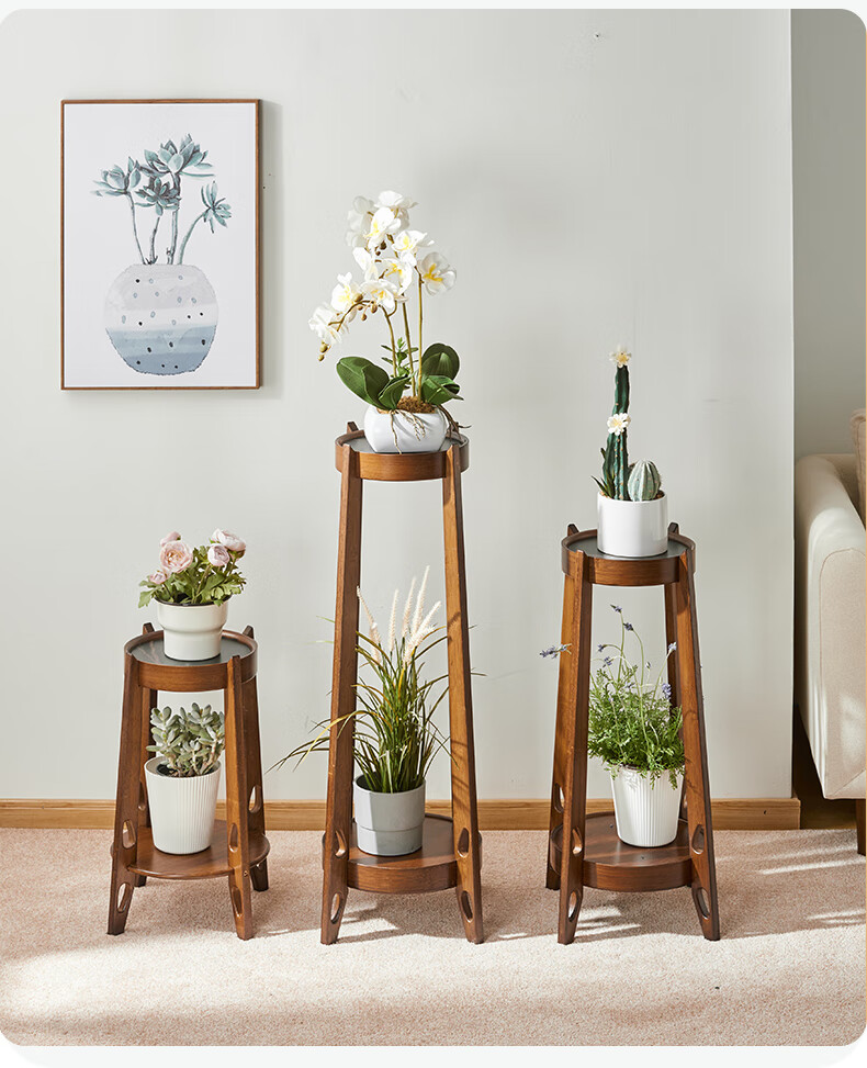 岩板花架置物架阳台简约现代吊兰架轻奢大理石花台客厅绿萝花盆 原色