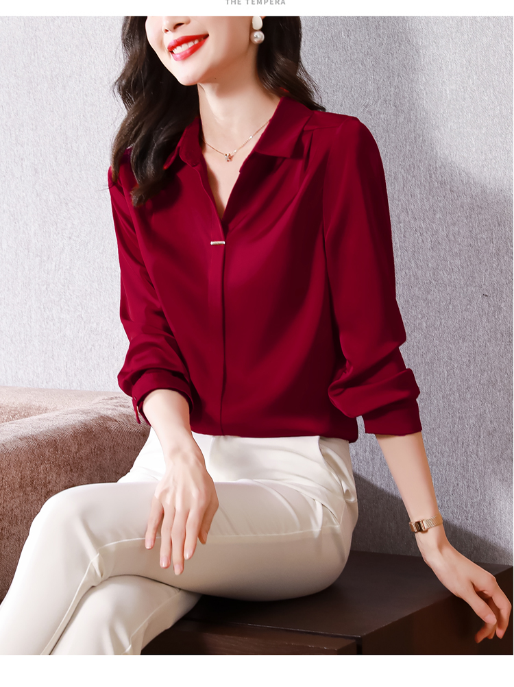 品质京选高端轻奢旗舰官方店本命年红色真丝衬衫女2022年春季新款抗皱