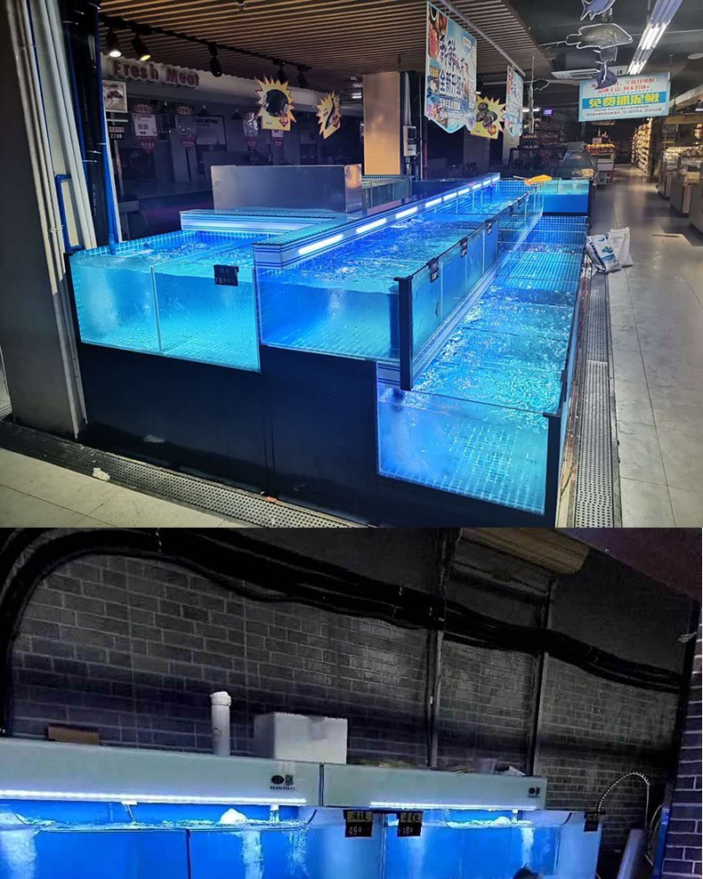 酒店超市饭店鱼缸商用移动海鲜鱼缸水产卖鱼专用恒温制冷一体鱼缸 0.