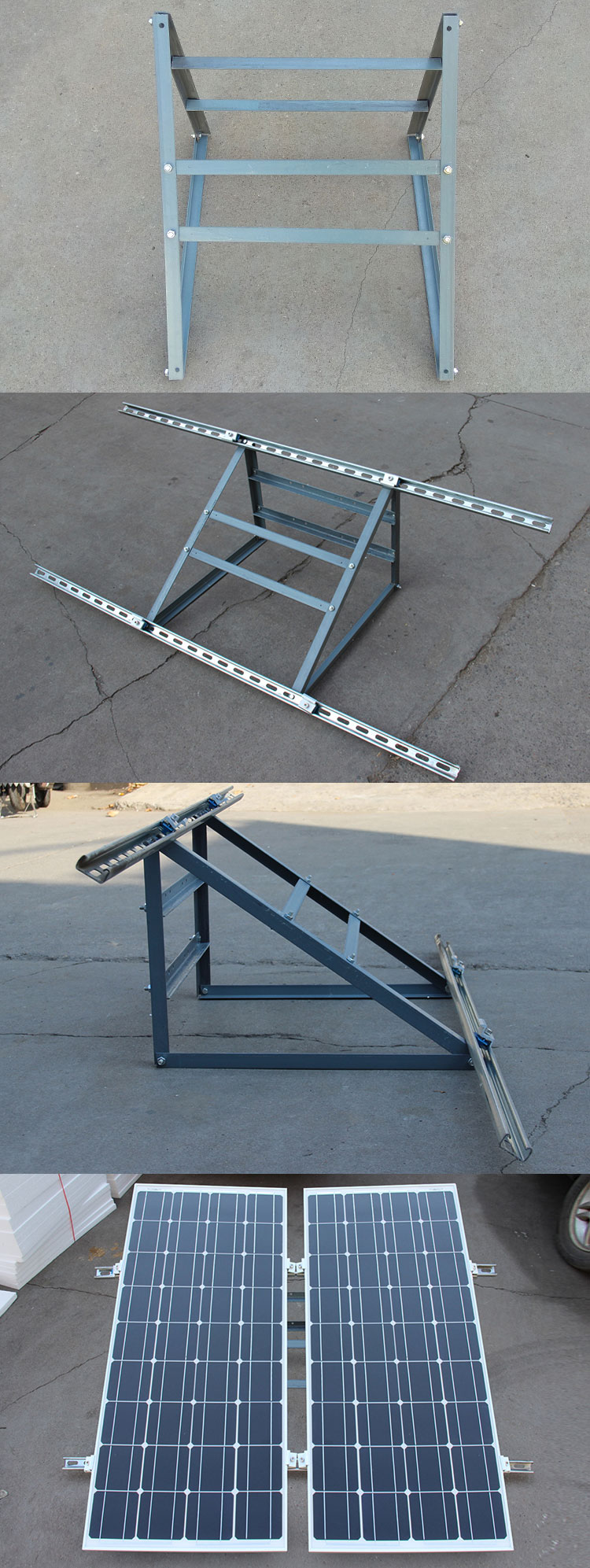 太阳能板通用支架100w光伏板组件落地安装抱杆固定支架供电飞机型支架