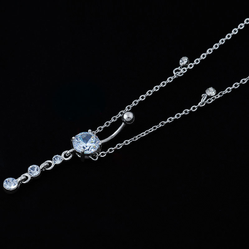 gyn肚脐钉 时尚精美腰链脐环欧美穿刺肚脐钉sn9472 白色【图片 价格