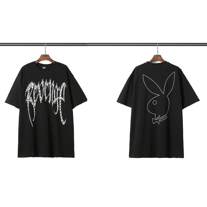 txfog潮牌revenge龙骨高街短袖闪电地球t恤油画天堂男女情侣黑色龙骨s