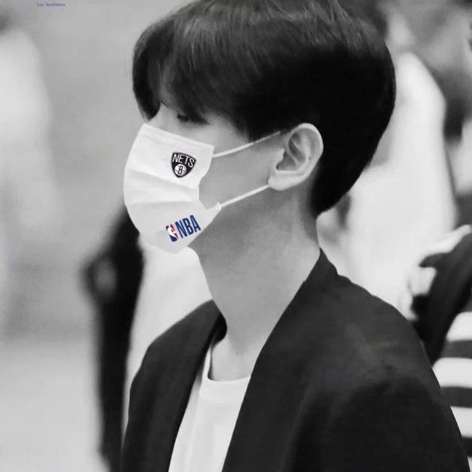 女轻薄透气nba北脸bm联名时尚中国风潮流网红nk蓝色火焰字母印花口罩