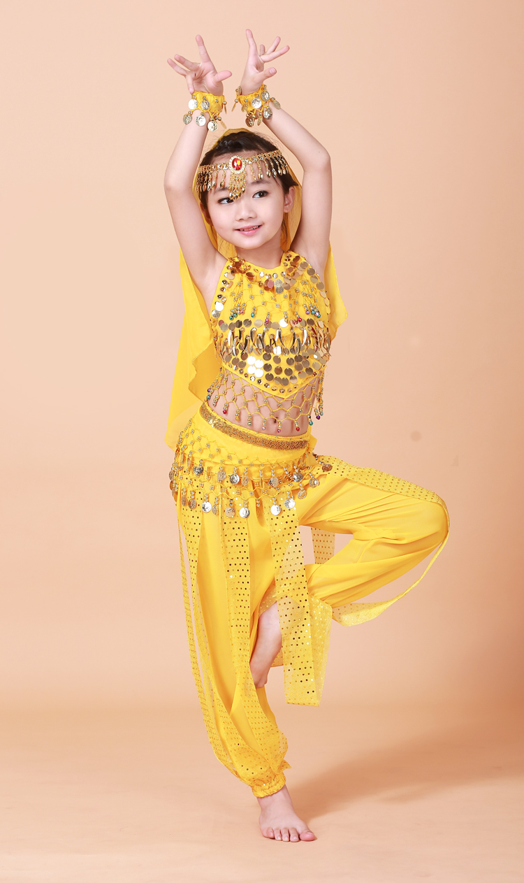 儿童印度舞服装少儿肚皮舞表演服女童新疆舞蹈服装女孩演出服套装