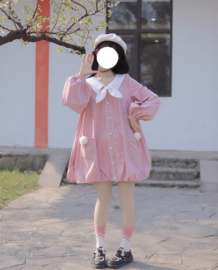 小奶糕lolita大码300斤十月兔秋冬外套胖可爱花苞摆洛丽塔连衣裙200