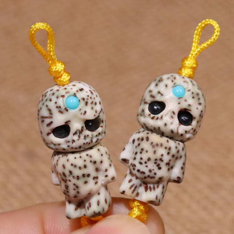 韩莹阴皮绿顺白星月菩提子雕刻阿呆配珠佛珠手串啊呆文玩配饰散珠提根