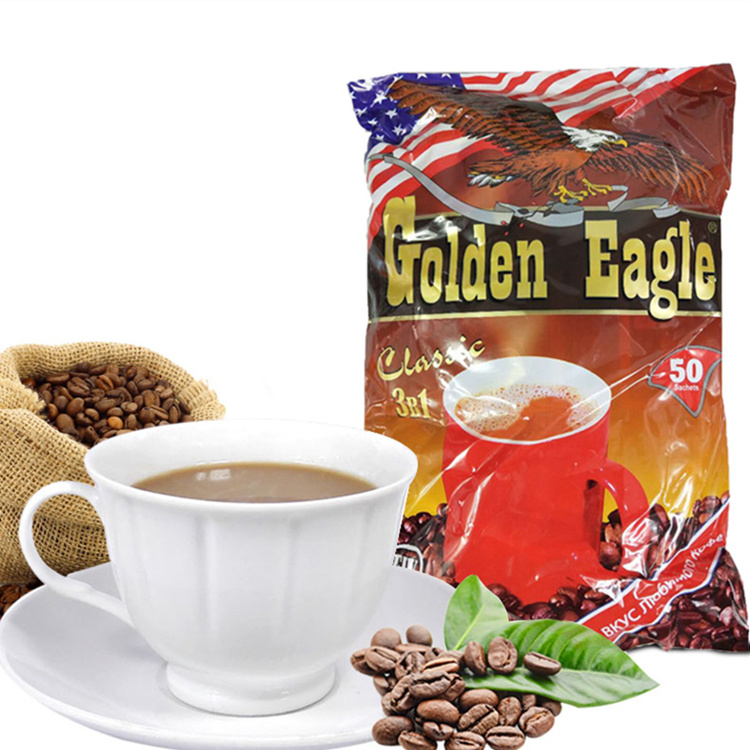 俄罗斯进口马来西亚goldeneagle金鹰牌三合一速溶桶装咖啡经典三合一