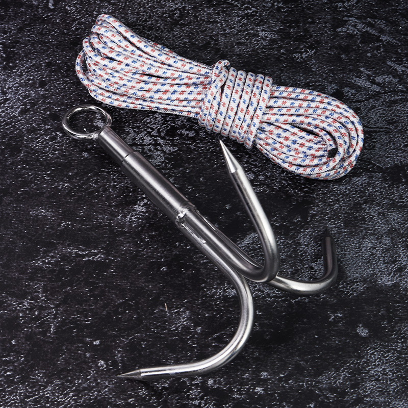 钓鱼清理拉水草器不锈钢锚钩三爪钩三叉飞虎爪渔船锚割草垂钓用品大号