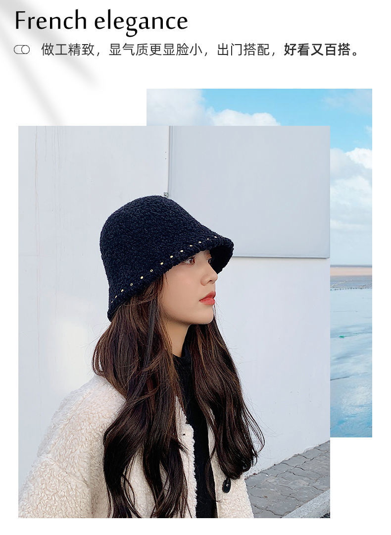 蜜丝刘新品水桶帽水桶帽女秋冬加厚保暖仿羊羔绒渔夫帽冬季韩版盆帽