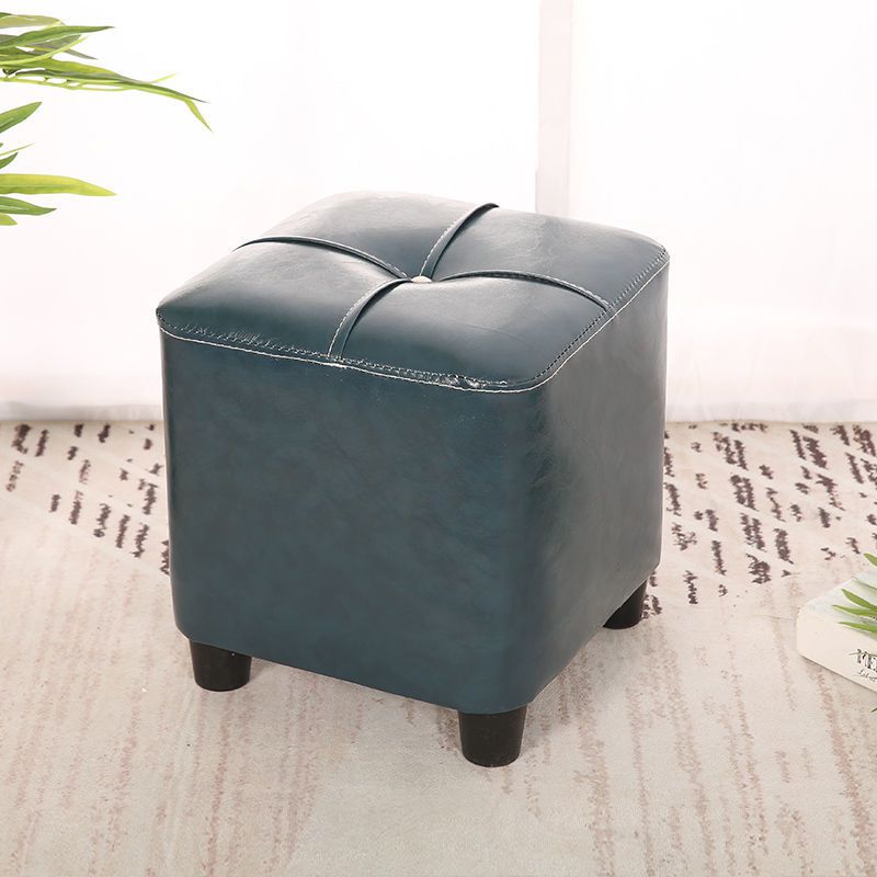 家用凳子换鞋凳客厅小皮凳沙发凳茶几凳矮凳皮墩子方凳小方形凳子 橘