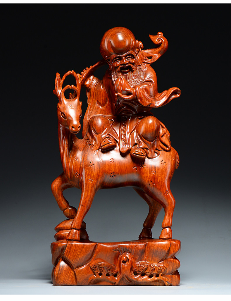 禧乐宁花梨木雕老寿星公寿仙翁红星寿仙生日祝寿送礼实木红木摆件新店