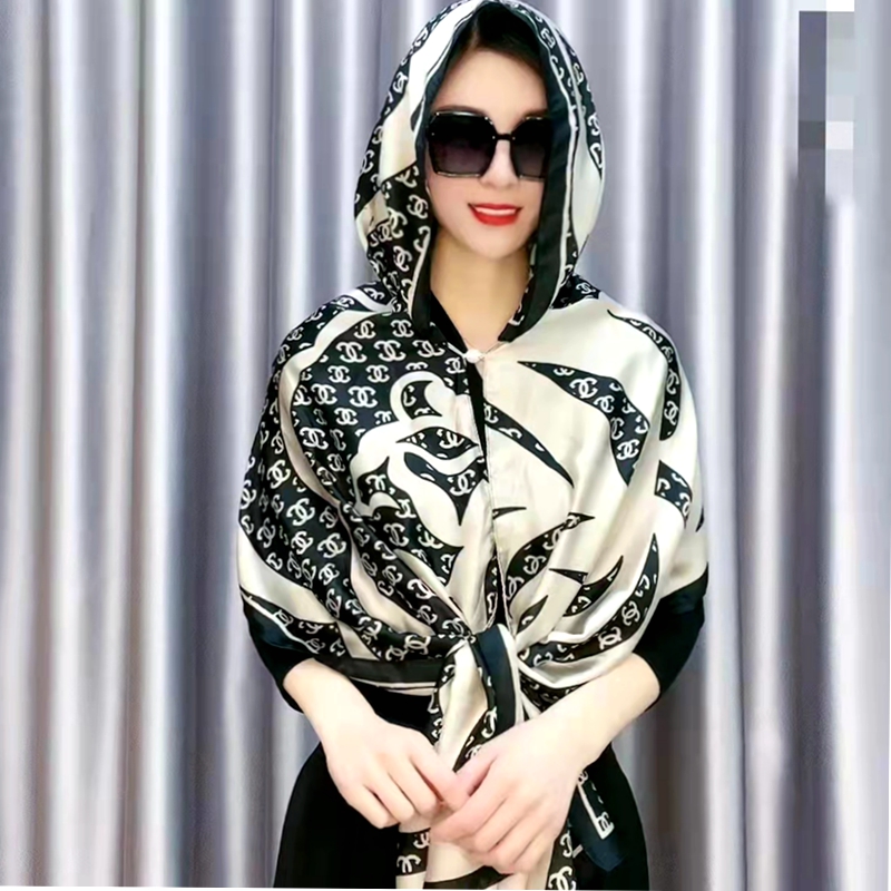 连帽披肩春夏秋冬百搭多功能时尚丝巾帽子包头民族风 幸福树防晒衣 带