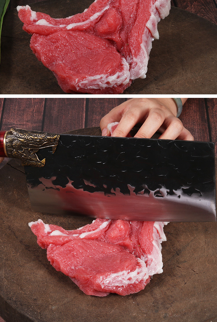 中式复古龙泉65寸铸铜头龙头切肉刀锋利屠宰尖刀分割刀龙头