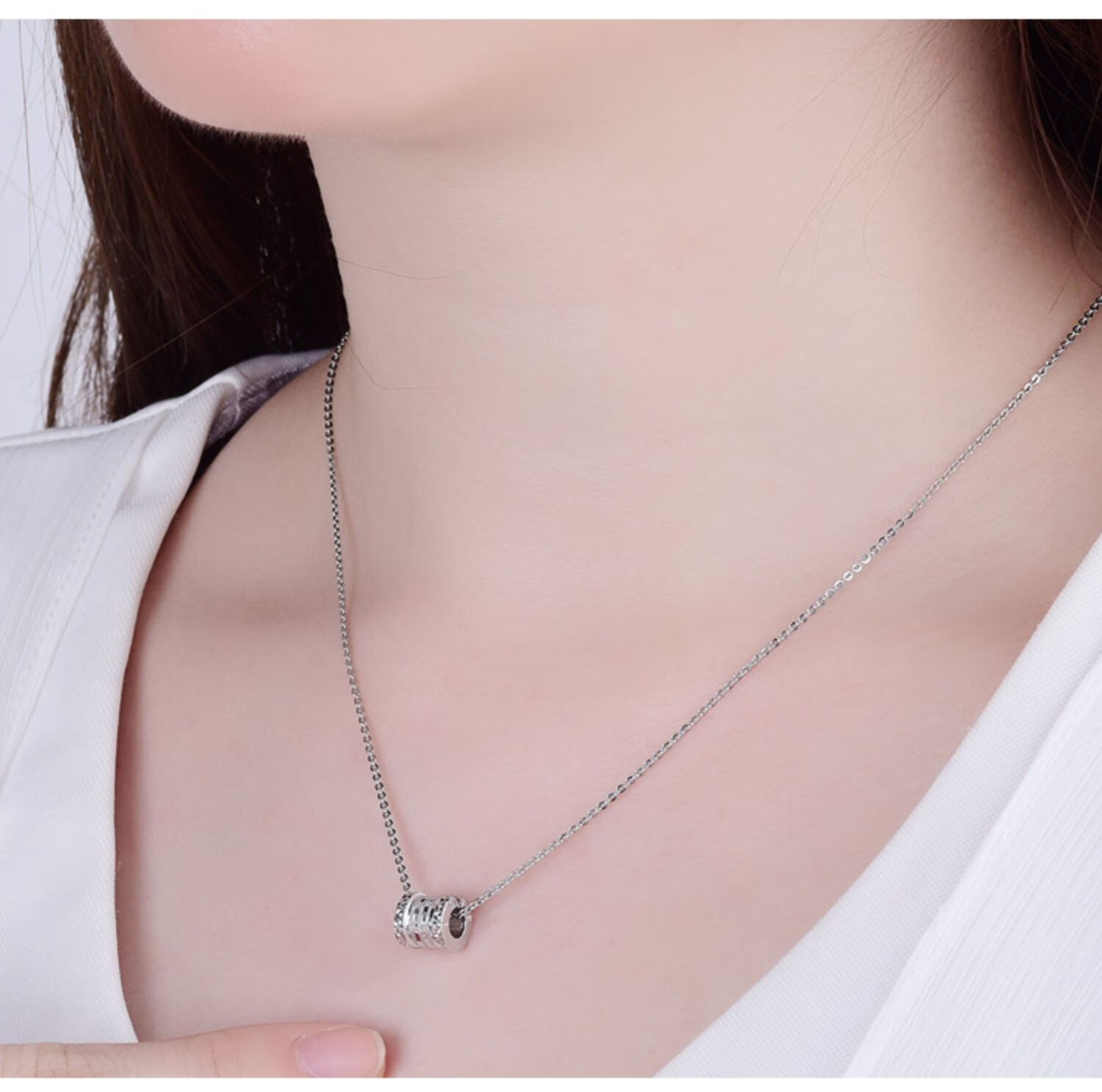 福韵瑞铂金小蛮腰吊坠pt950白金项链女转运珠套链pt999锁骨链素链铂金