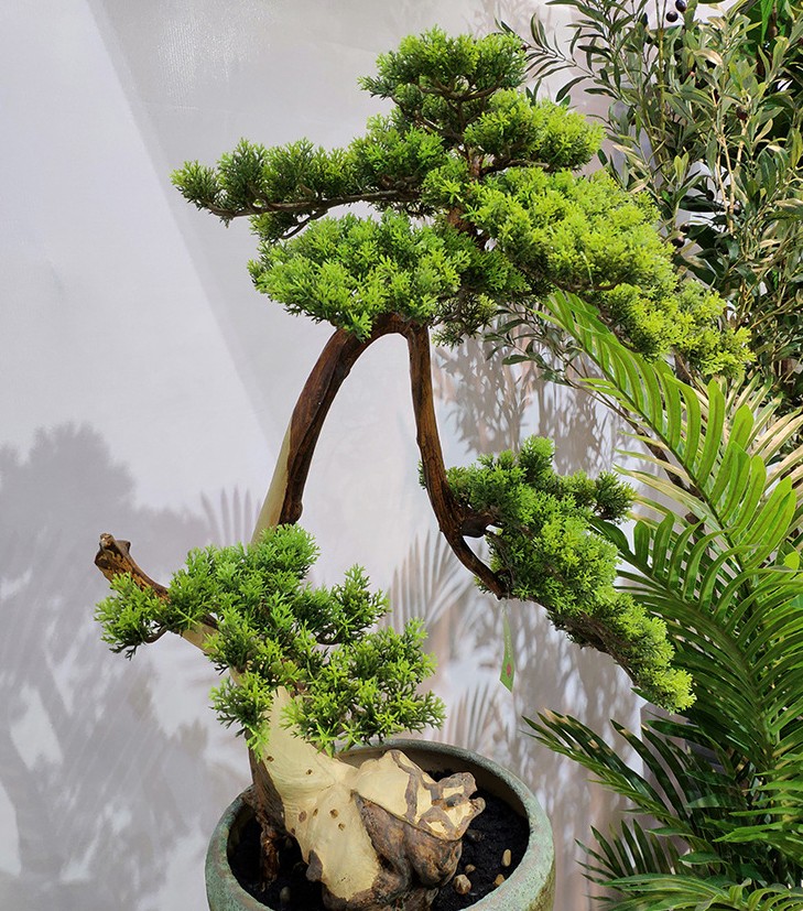 仿真松树枝迎客松假花松针叶圣诞松枝叶子罗汉松塑料松树叶美人松