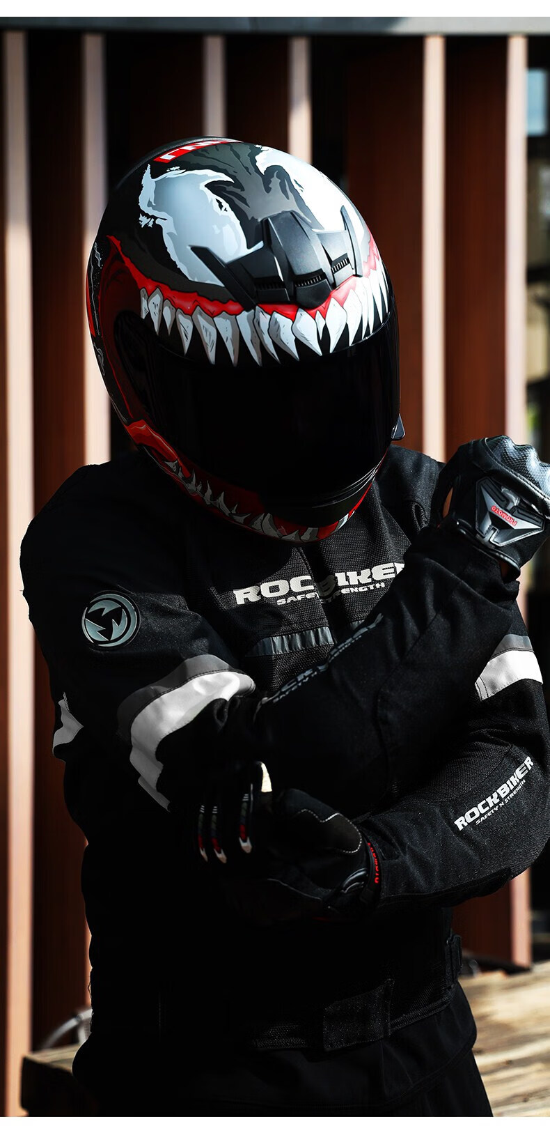 毒液头盔2代男摩托车全盔电动机车女四季通用醒狮武士鲨鱼安全帽肯捷