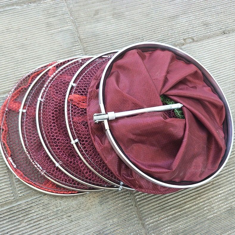 鱼护涂胶防挂竞技装鱼网兜折叠渔护网尼龙台钓鱼户兜加厚军绿色33直径