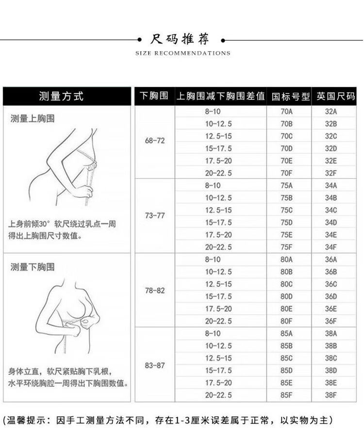 内衣大小尺码表36图片