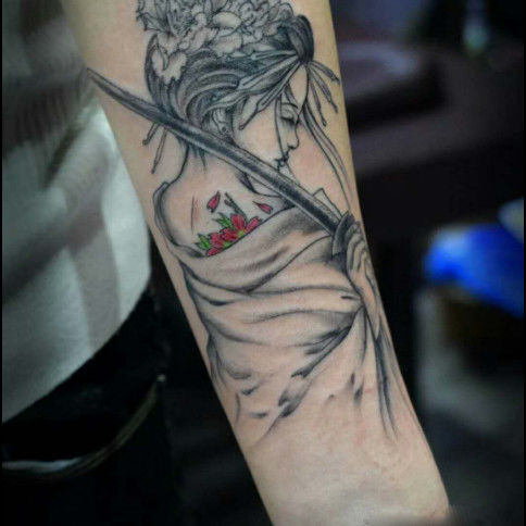 纹身贴花臂小腿上色般若艺防水仿真款手臂日式传统贴纸龙姬 艺 1张