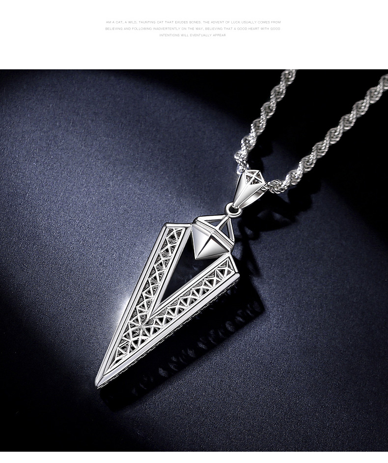 钧弘时尚pt950铂金吊坠男几何显大白金项链吊坠三角形男士项坠情人节