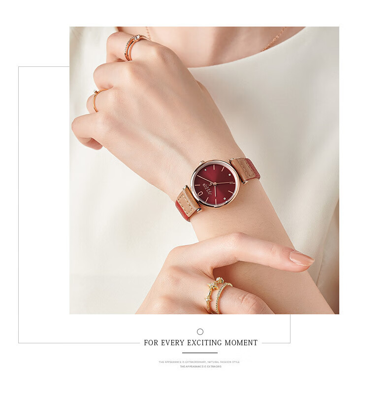 2021年新款手表女韩风小众ins设计拼接皮带防水复古女生表石英表a