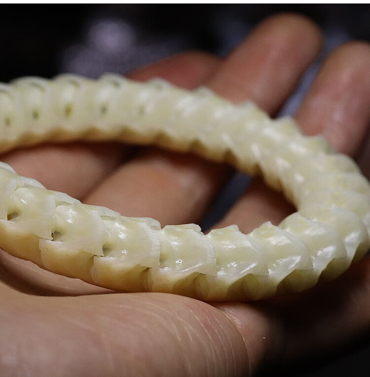 玉化蛇骨手链 天然文玩骨头手串 手工盘玩挂瓷男女情侣款 12mm(玉化