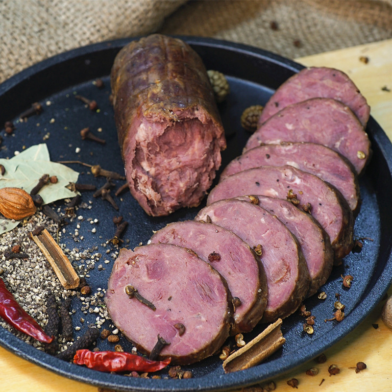 俄罗斯风味熏火腿牛肉火腿黑椒原味猪肉肠纯肉即食大400g熏火腿原味