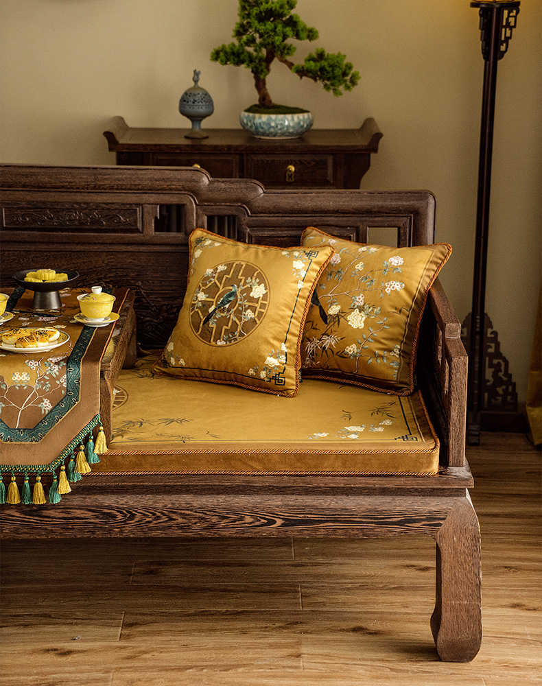 白萱新中式红木实木沙发垫套罩防滑罗汉床坐垫五件套定做罗汉床垫定制